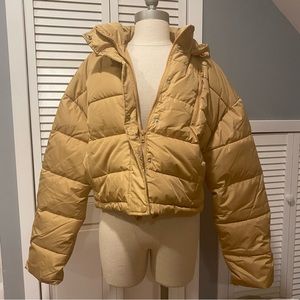 Pacsun Oversized (M/L) Cropped Gold Jacket Puffy